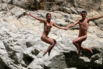Nudists diving