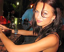 Tanned babe candid down blouse